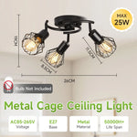lampe suspendue moderne cage métallique noire interrupteur poussoir led e27 haute basse