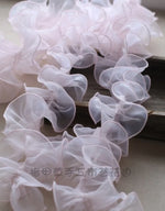 écharpe plissée organza polyester transparente rose vert blanc mariage mode occasionnelle
