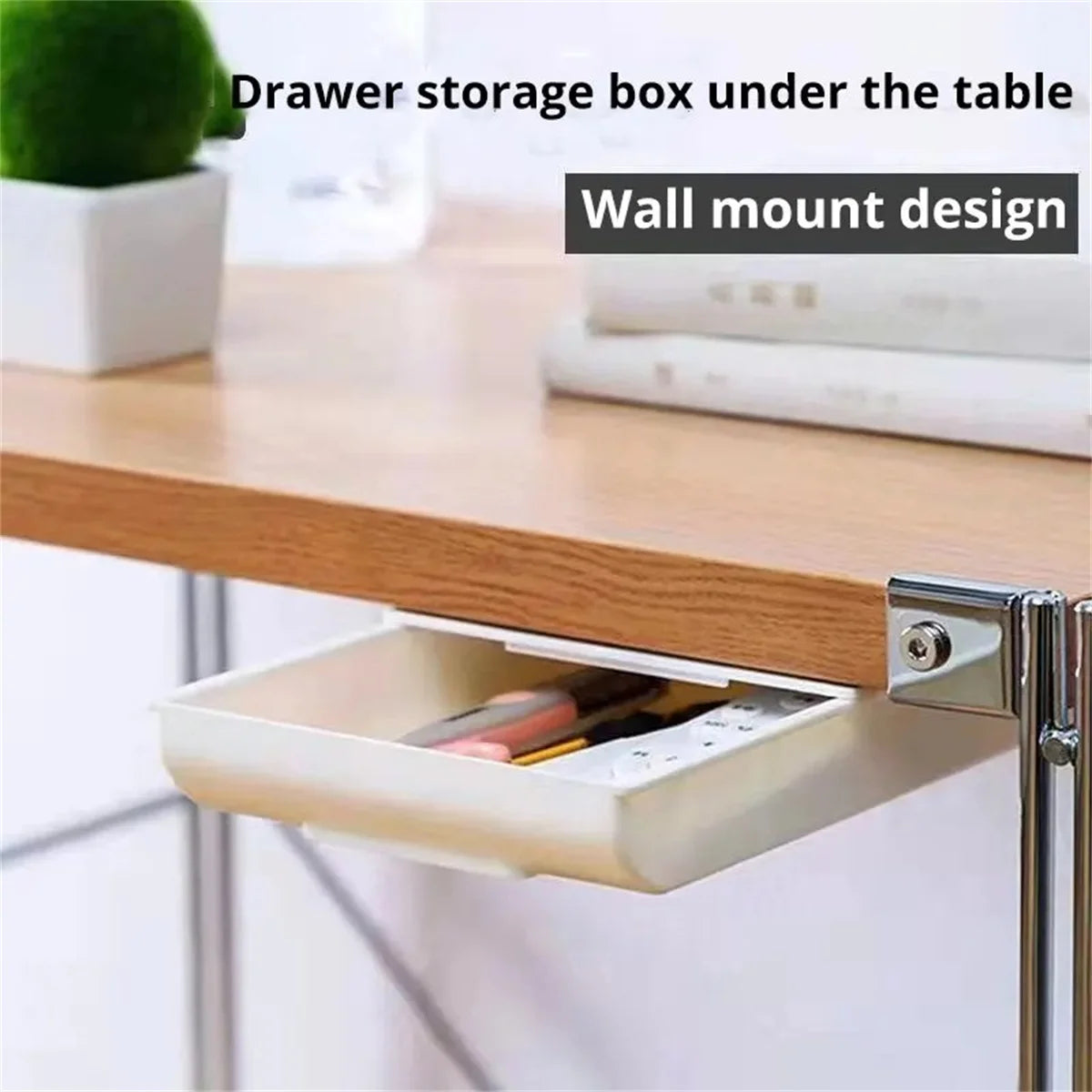 boîte rangement tiroir adhésif blanc moderne pratique papier objets sous plat lisse