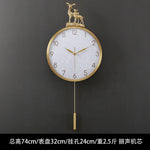 horloge murale moderne or marbrure pendule cerfs décoration élégante aiguilles métal fixations murales