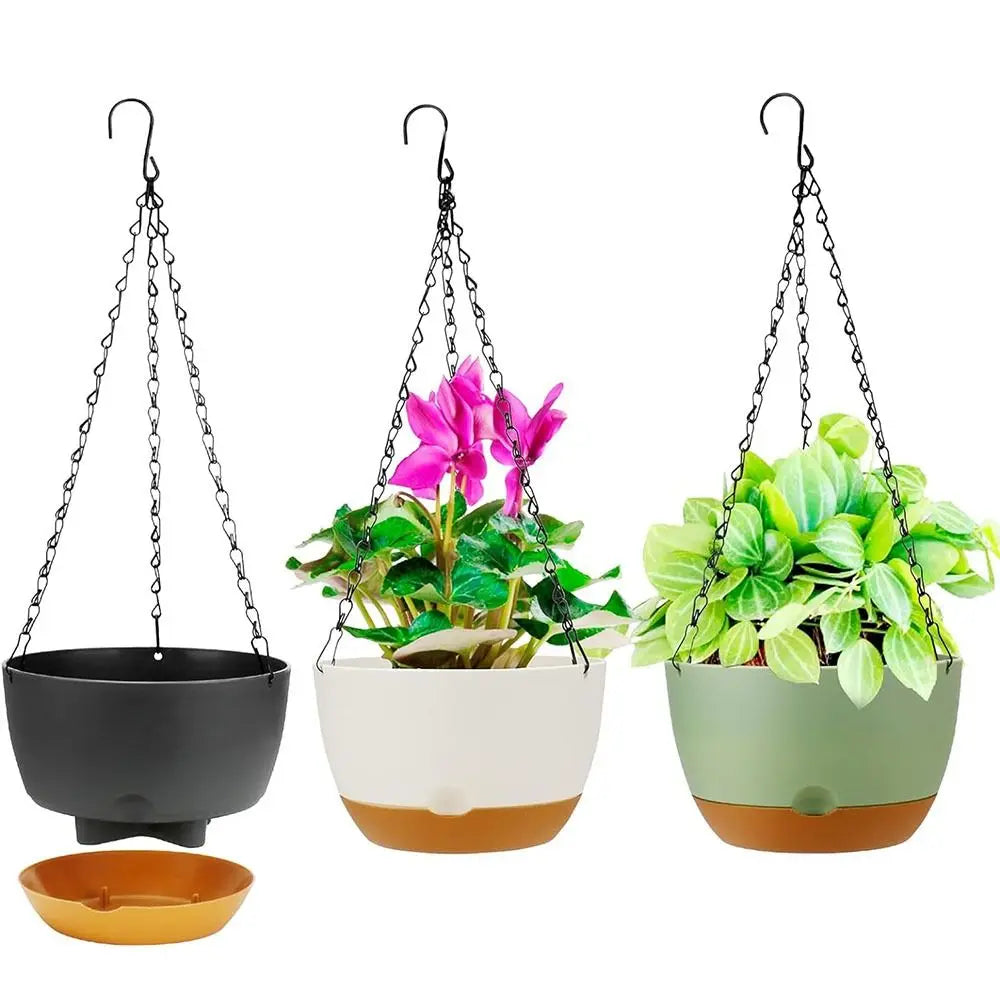 pots suspendus modernes pots plante soucoupe plastique noir vert beige