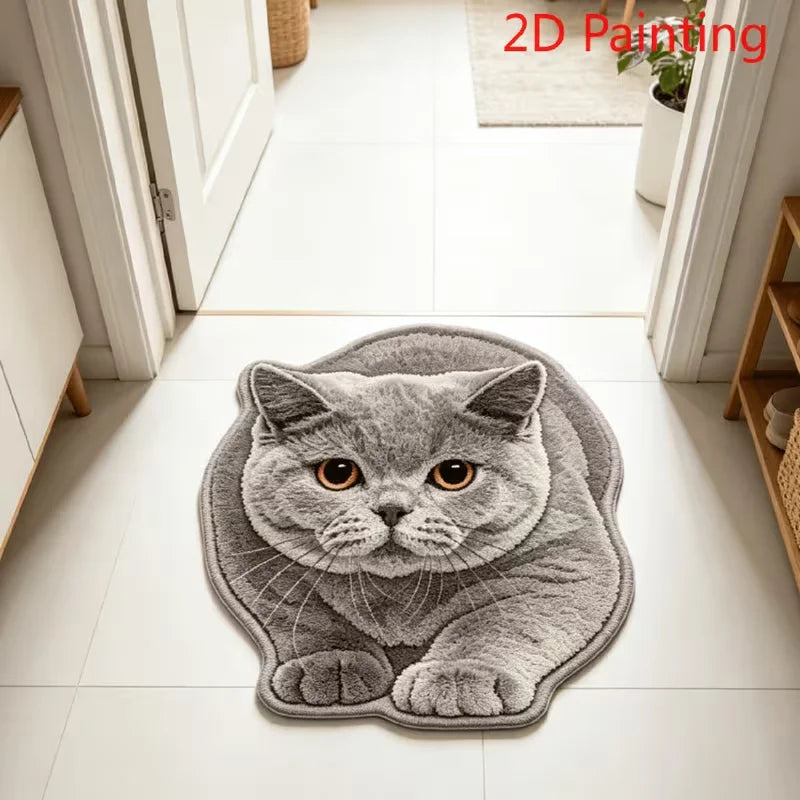 tapis gris chat motif dessin animé pile désossée polyester salon chambre couloir japonais coréen