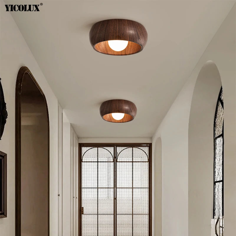 lampe moderne texture bois couleur naturelle blanche éclairage led réglable sans télécommande