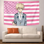 tapisserie moderne rose blanche dessin animé rayures personnage héros drapeau chambre coucher salon
