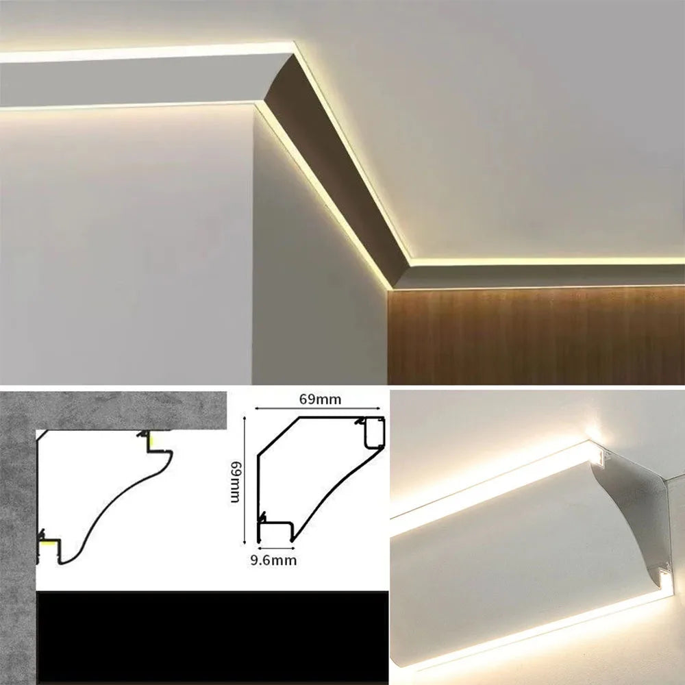 bande lumineuse led moderne blanc opacité vis aluminium 12v 3wintérieur