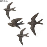 décoration murale oiseau hirondelle métal noir moderne réalisteextérieur cour jardin suspensible éoliennesortie
