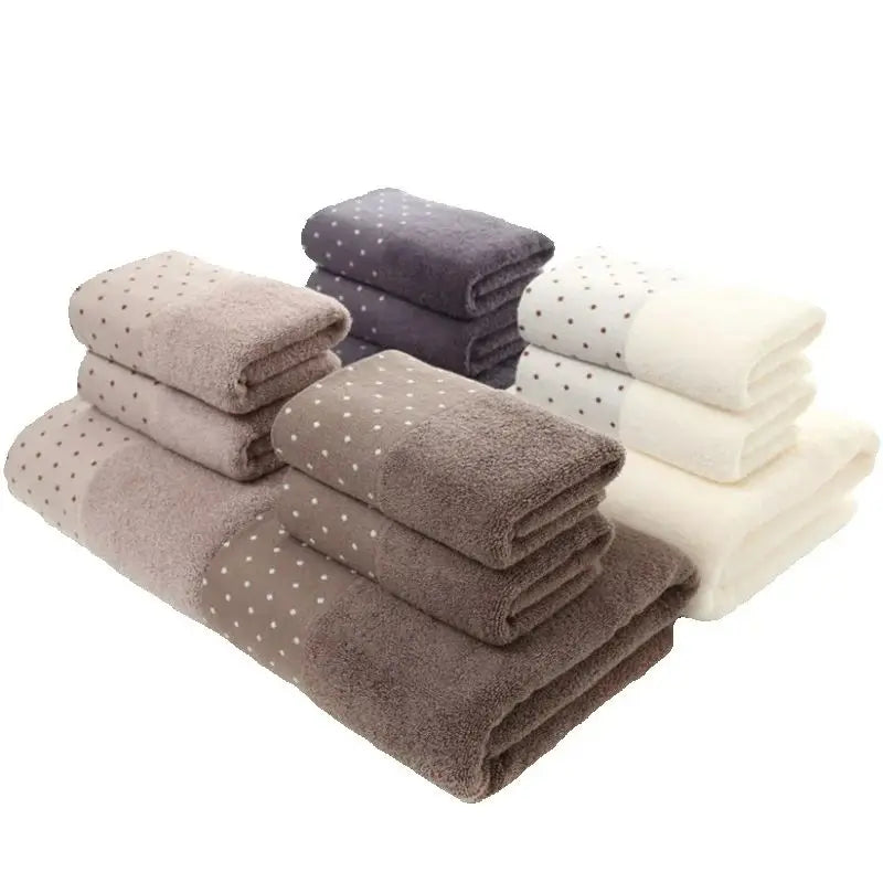 serviettes bain coton absorption rapide gris marron beige clair moderne points blancs pâques dimensions