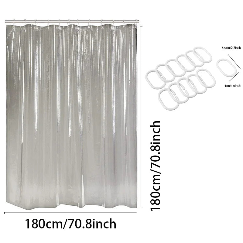 rideau douche transparent moderne rayures horizontales non toxiques respectueux l'environnement robuste 180cm