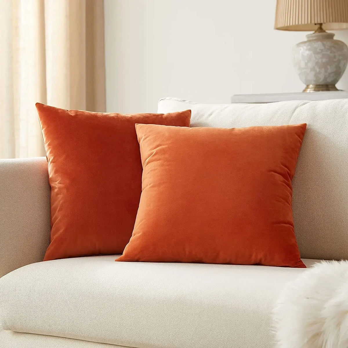 coussin velours orange moderne opacité 45x45cm 50x50cm décoration intérieure sofa chaise voiture