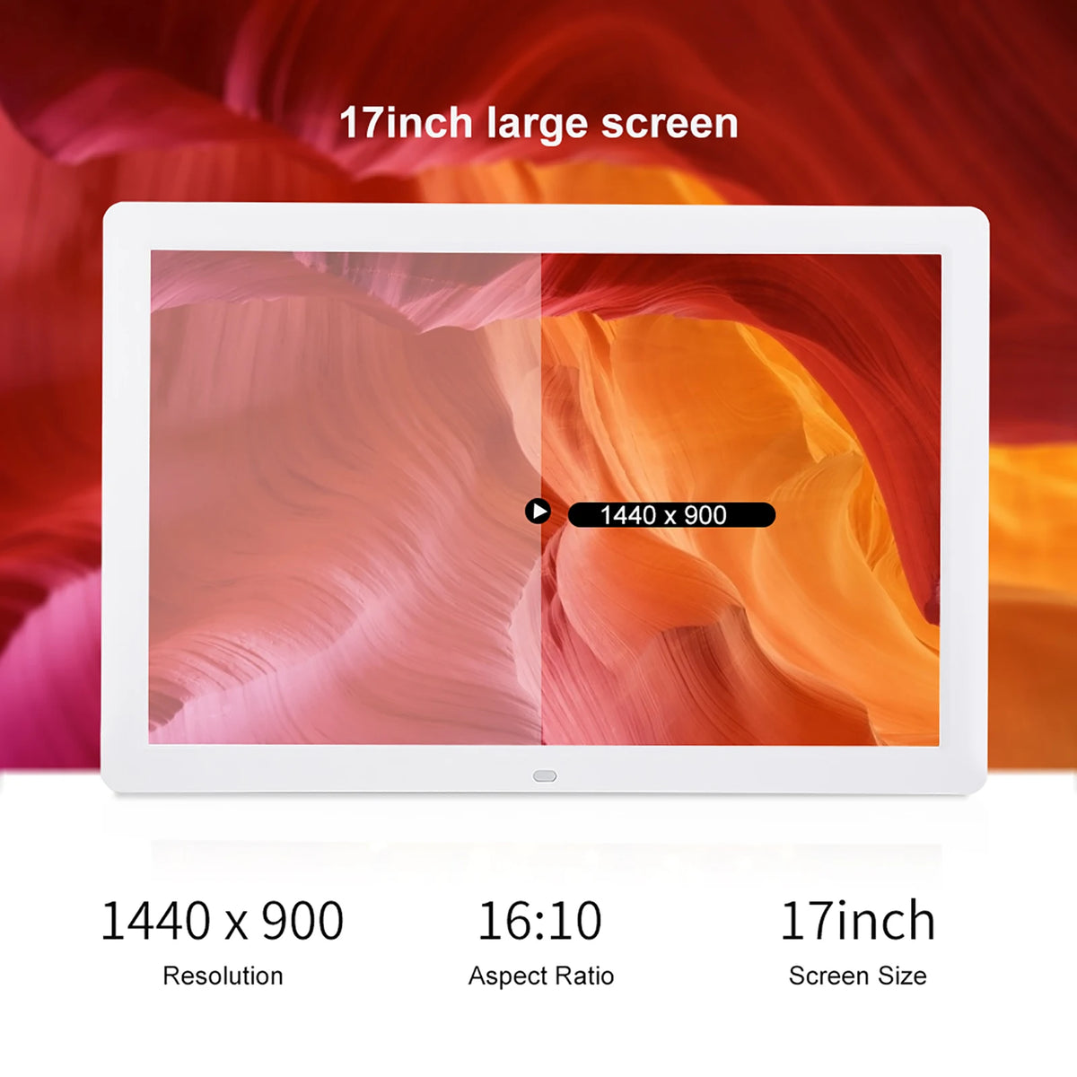 Cadre numérique multifonction 17 pouces résolution 1440 900 blanc moderne écran tactile télécommande