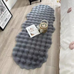 tapis peluche polyester ondulé boules relief moderne chambre salon beige gris