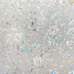film décoratif adhésif fenêtre effet irisé fleurs stylisées moderne gris clair vert bleu blanc