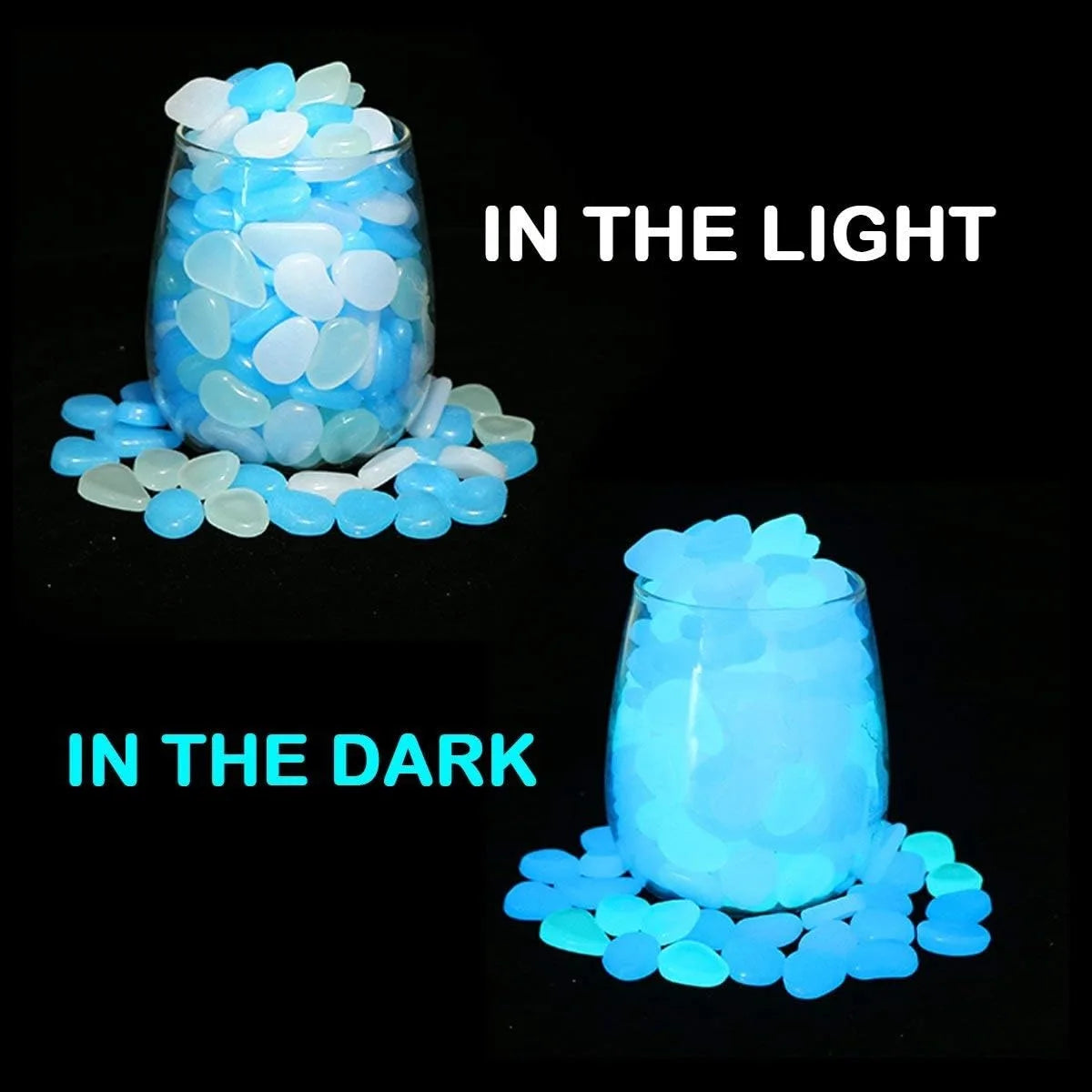 décoration extérieure galets lumineux bleu vert modernes semi translucides 300pcs
