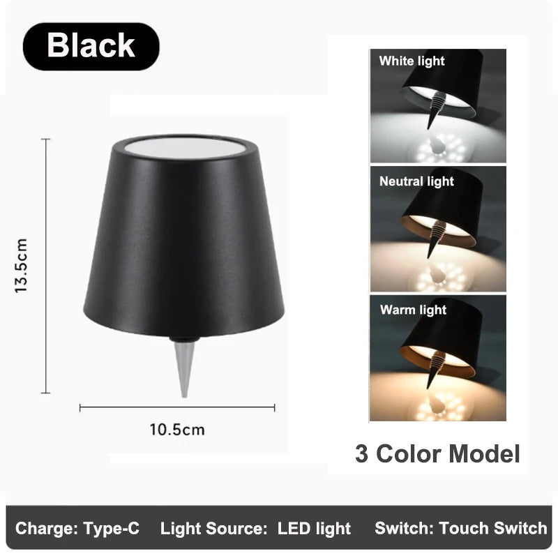 lampe table rechargeable led noir moderne base plate abatjour cable charge