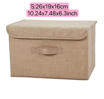 boîtes rangement pliables toile lin gris beige modernes respectueuses environnement fonctionnelles poignées détachables