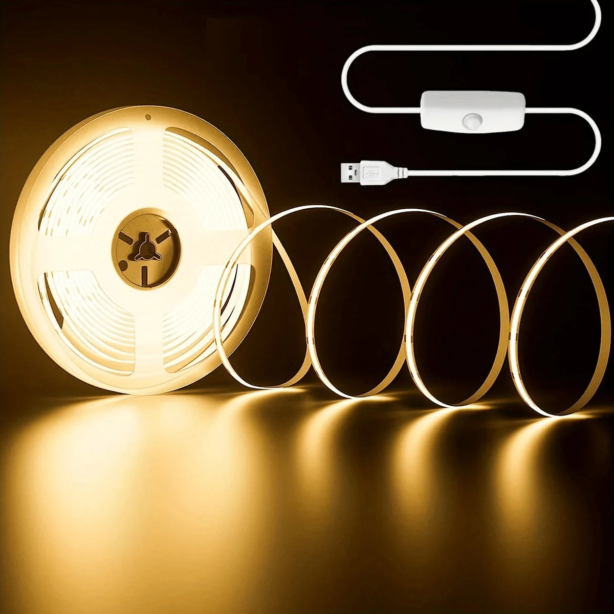 ruban led flexible blanc haute luminosité adhésif usb découplable moderne decoration murale salon