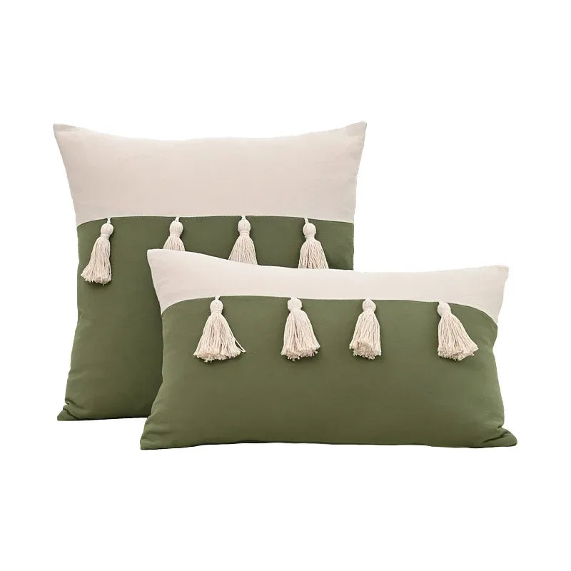 coussins décoratifs gris rose vert modernes fixés tasseaux blancs 45x45cm 30x50cm