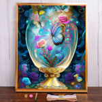 kit broderie point croix motifs floraux peinture artisanale toile coton multicolore moderne éléments cadre