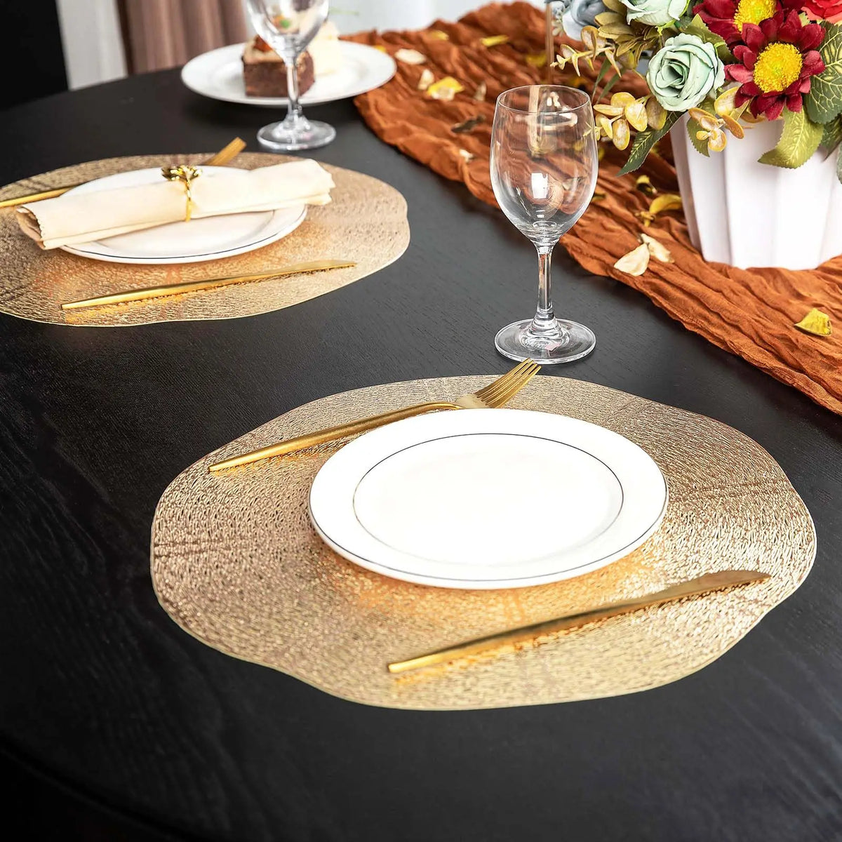 tapis table moderne rond doré vinyle respectueux environnement 4pcs 6pcs élégant strié