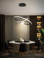 lampe suspendue moderne scandinave anneau métallique noir blanc doré salon chambre