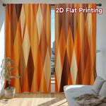 rideau imprimé géométrique orange marron salon moderne triangles opaques