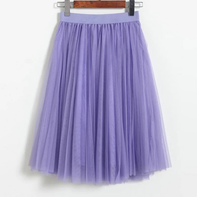 jupe plissée transparente rouge rose bleu violet vert élégante printemps été femmes midi