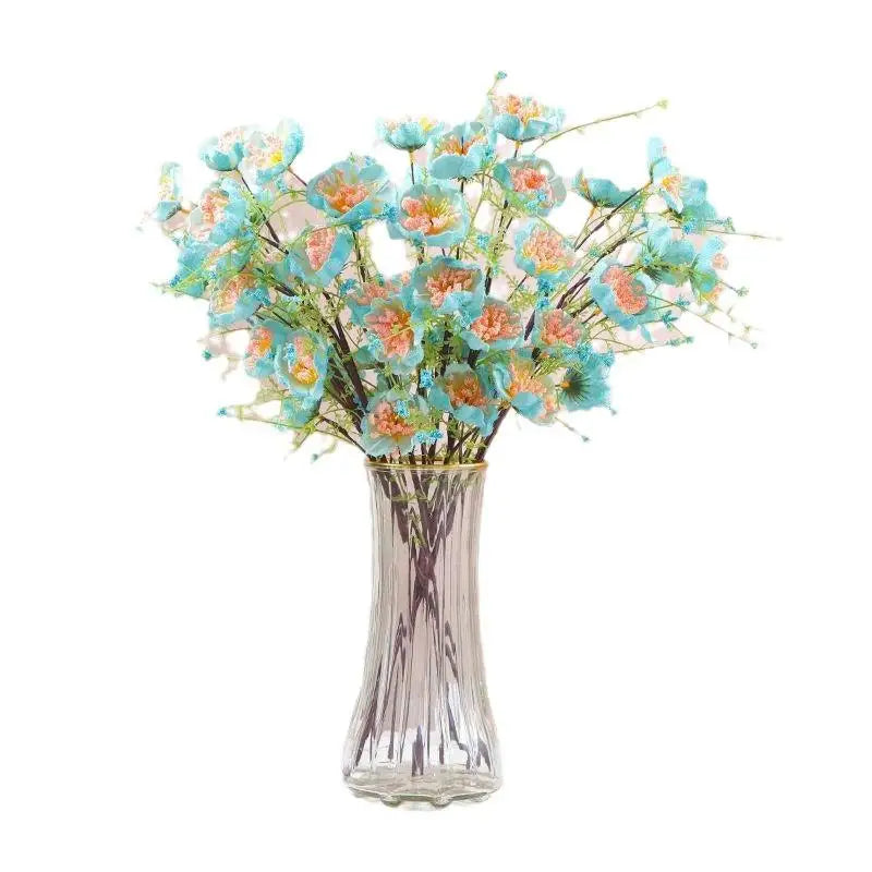 bouquet fleurs artificielles rose blanc bleu moderne élégant vase transparent décoration intérieure anniversaire mariage