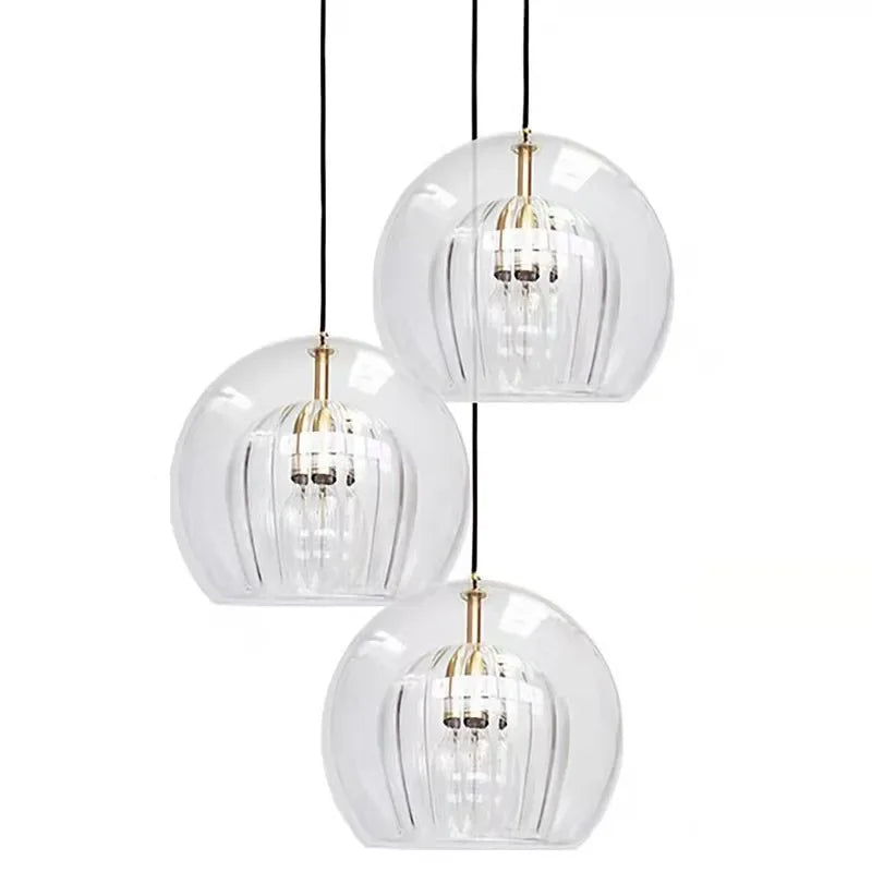 Lampe suspendue en verre design nordique bleue