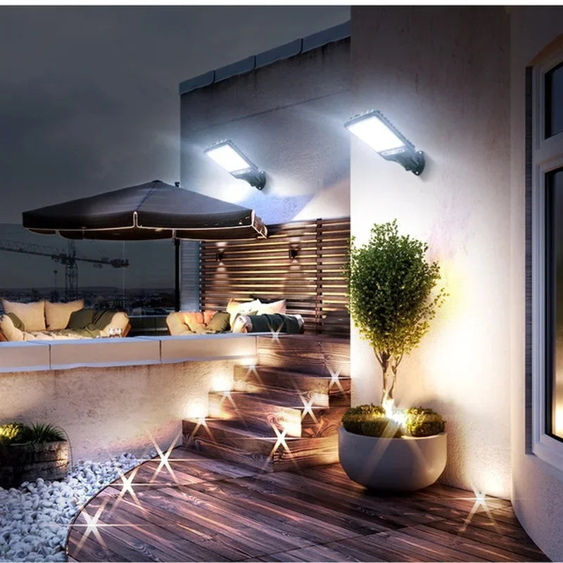 lampe solaire moderne noire jaune éclairage extérieur led télécommande détecteur mouvement ip65 abs
