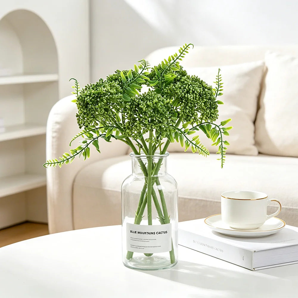 bouquet fleurs artificielles vertes moderne intérieur décoration naturelle sans entretien feuilles fines élégante maison