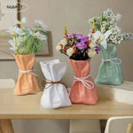 vase minimaliste moderne polyesters vert blanc rose satiné doux opaque salon