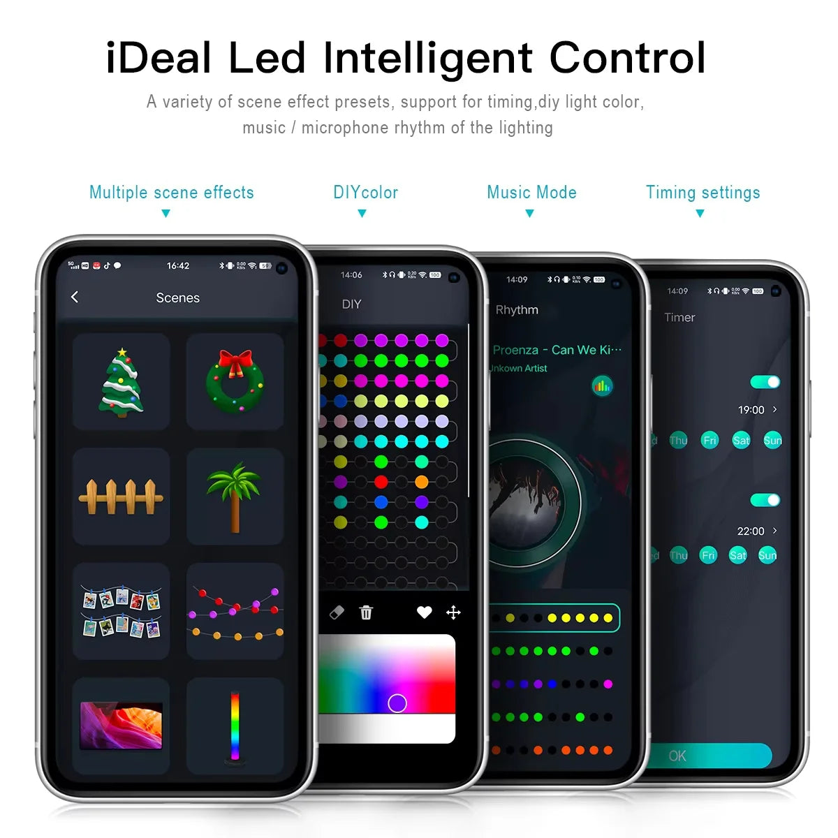 guirlande lumineuse led multicolore verre moderne étanche ip67 10m 15m 20m bluetooth musique diy