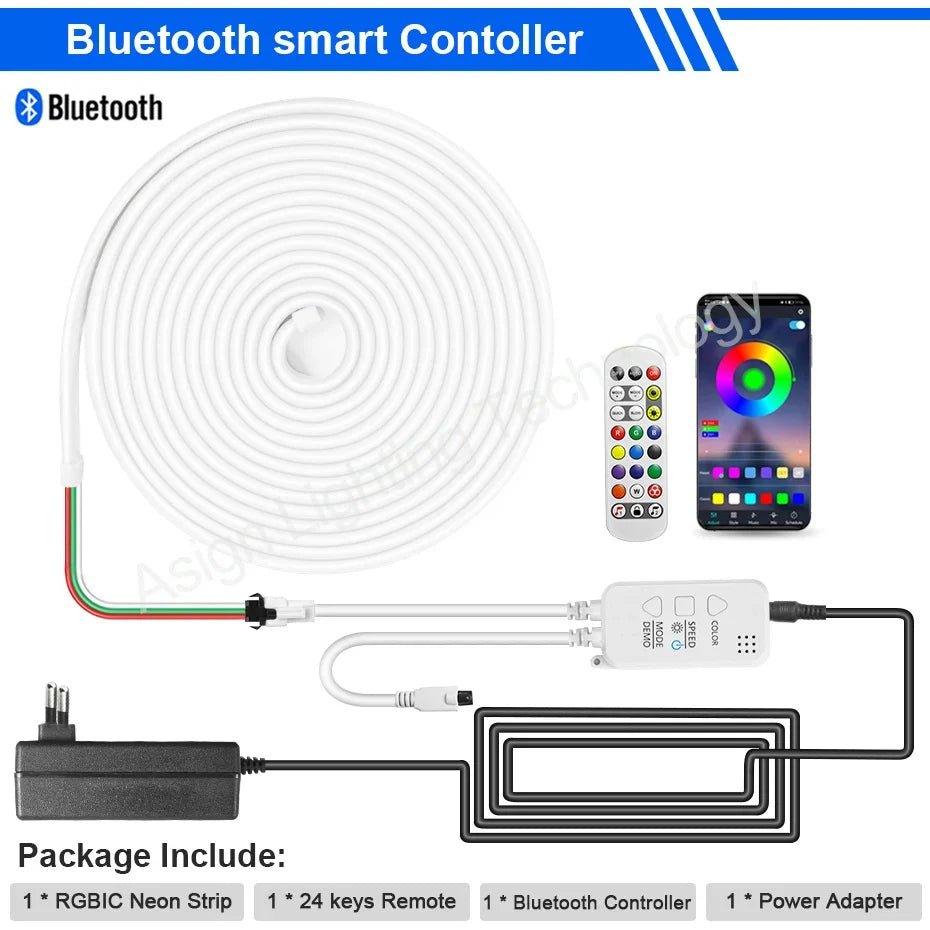 ruban led flexible multicolore moderne controle wifi bluetooth 12v 96leds