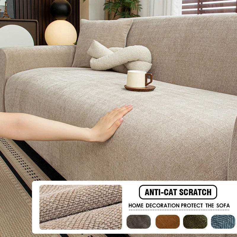 housse canapé extensible tissu jacquard gris moderne protection meuble salon intérieur robuste