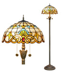 lampe sol tiffany multicolore art nouveau interrupteur pédale base résine hauteur 163cm