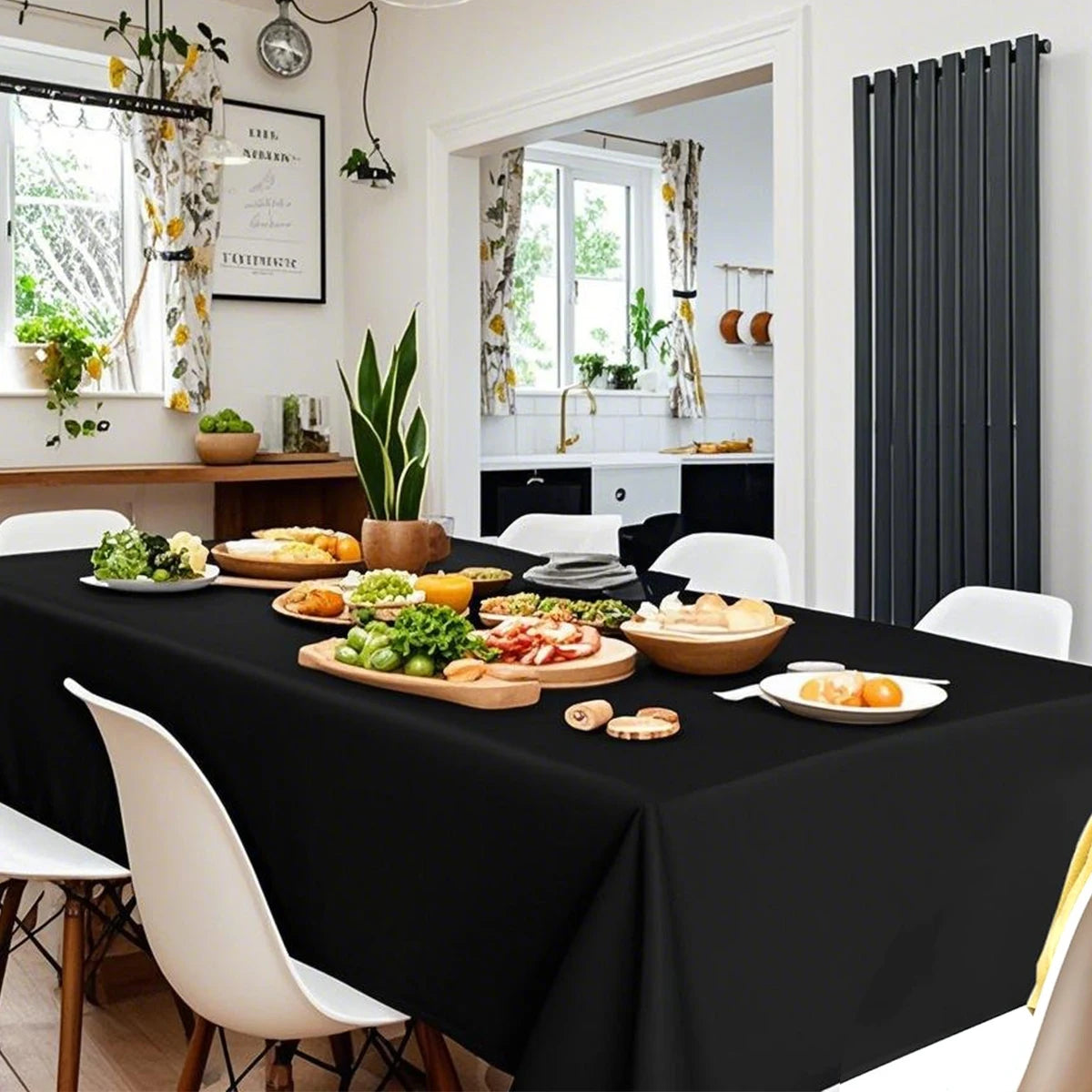 nappe jetable noire brillante élégante table fête anniversaire mariage baptême noël