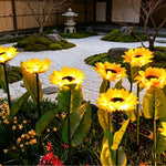 fleur artificielle solaire jaune verte moderne piquet métallique base fixation