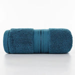 serviettes bain coton absorbantes douces rose clair gris blanc beige bleu marine rayures dorées