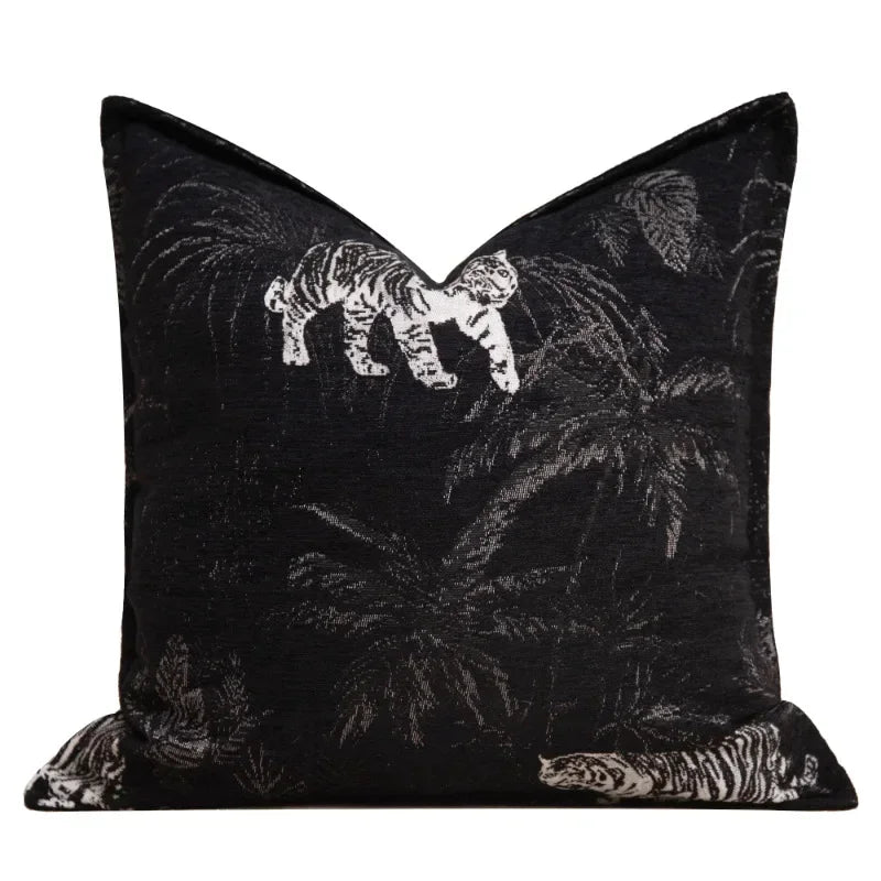 coussins imprimés animaux tigre léopard noir contemporains décoratifs sofa chaise voiture 50x50cm 45x45cm