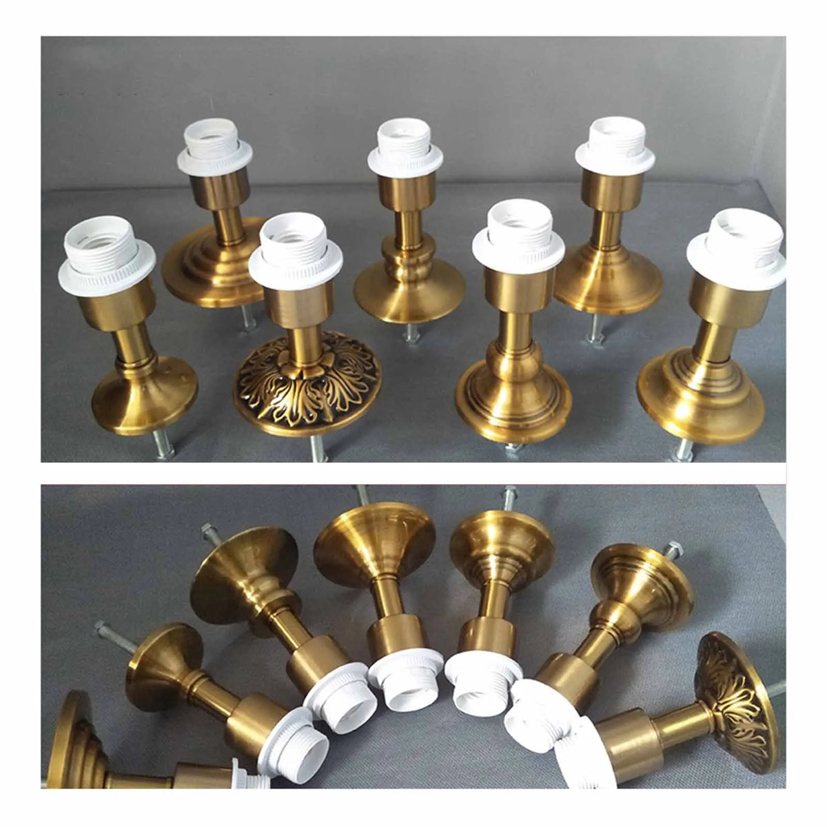 base lampe table blanc doré finition brillante classique vis fixation métal e27
