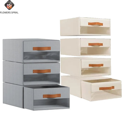 Boîte de rangement draps gris clair pliable et empilable