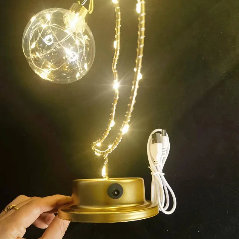lampe table or lune cœur étoile transparentes LED bohème chambre