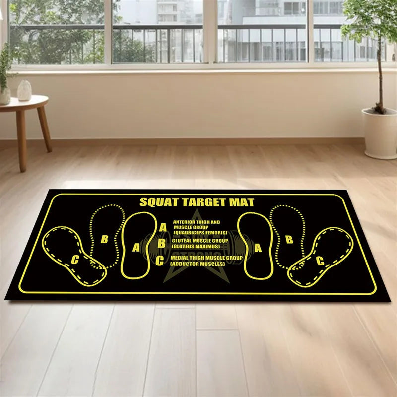 tapis squat noir blanc rose motifs chaussures pratique sportif yoga pilates exercices jambes hanches