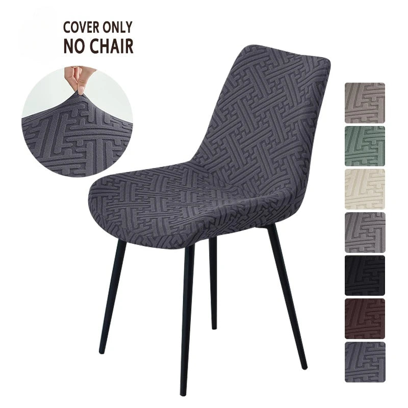 housse chaise extensible jacquard motif géométrique moderne fauteuil salle manger
