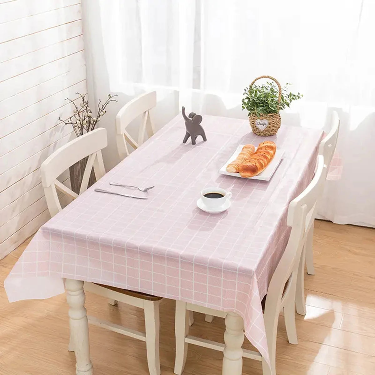 nappe table carreaux noirs moderne pvc blanc gris résistante huile imperméable minimaliste