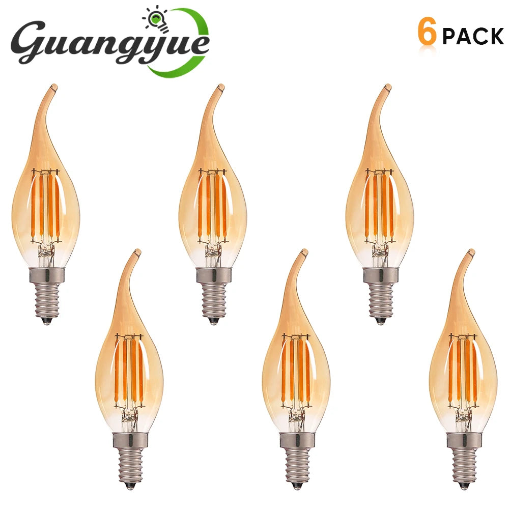 ampoule led filament vintage 2700k blanc chaud verre ambré e14 e12 250 lumens 25000h