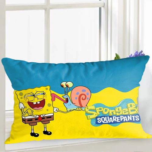 housse coussin kawaii spongebob squarepants decoration maison lit bleu jaune polyester cartoon