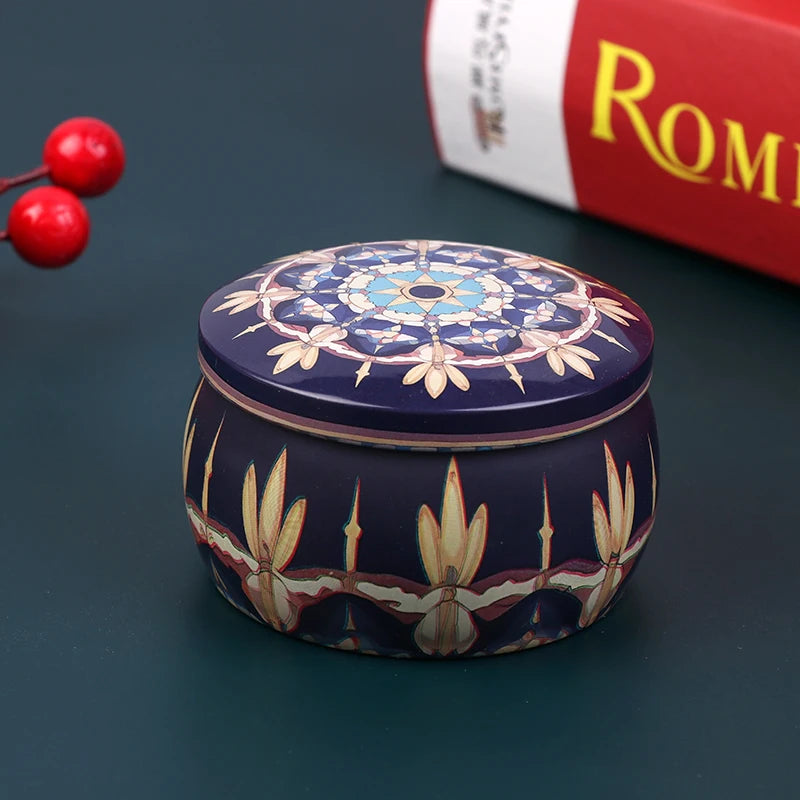 boîte ronde rangement cosmétique décorative motif floral boho chic pot stockage bijoux maquillage