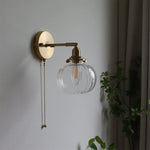 lampe murale moderne or transparent rayures ampoule led cordon interrupteur vintage électrique