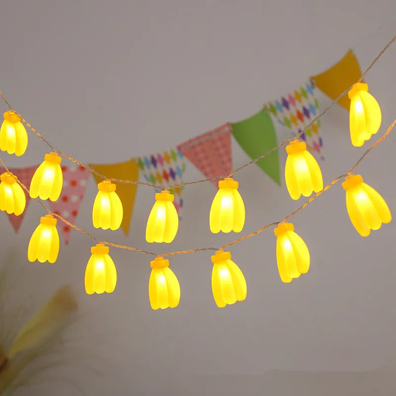 décoration intérieure guirlande lumineuse jaune tulipe moderne 20 led 3m batterie